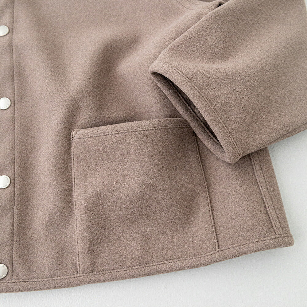 ダントン  フリースライク カラーレスジャケット  (DT-A0820 NDP)  BRUSHED JERSEY CREW NECK JACKET  DANTON(レディース)