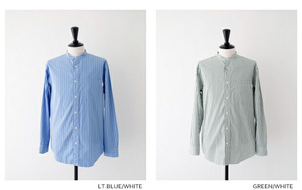 ジムフレックスコットンマルチストライプバンドカラーシャツ(J-1352MUL)MULTISTRIPEBANDCOLLARSHIRTL/SGymphlex(メンズ)【2023春夏】*送料無料*【後払い決済不可】*