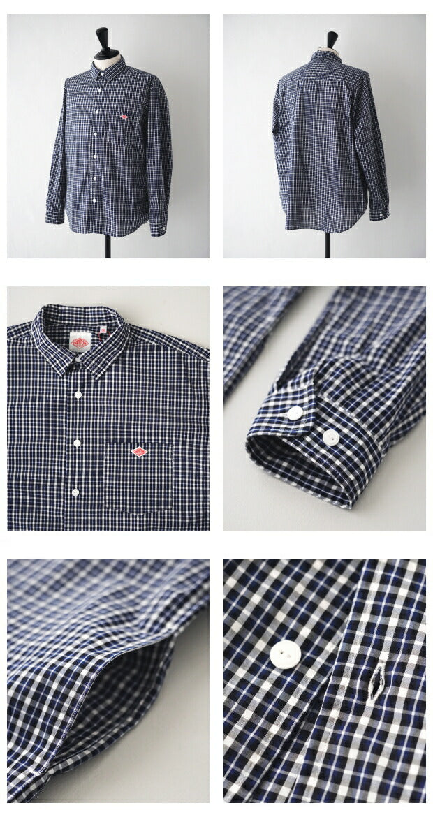 ダントンオックスフォードバンドカラーシャツ(DT-B0280OXP)OXFORDPLAIDBANDCOLLARSHIRTL/SDANTON(メンズ)【2024春夏】*送料無料*【後払い決済不可】*