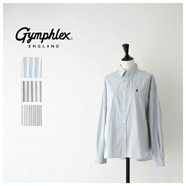 ジムフレックスストライプコットンボタンダウンシャツ(GY-B0198MTS)MULTISTRIPESHORTB.D.SHIRTL/SGymphlex(レディース)【2024春夏】*送料無料*【後払い決済不可】*