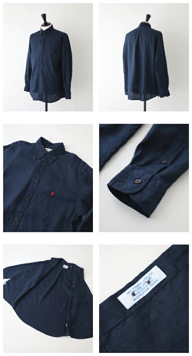 ジムフレックスリネンクロスB/Dシャツ(GY-B0196KLS)LINENCLOTHB.D.SHIRTL/SGymphlex(メンズ)【2024春夏】*送料無料*【後払い決済不可】*