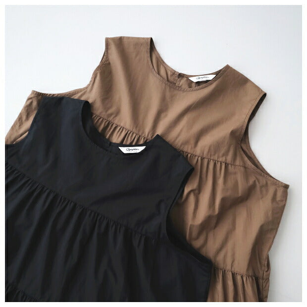 ジムフレックスコットンスリーブレスティアードワンピース(GY-G0076VTY)VINTAGEWASHEDTYPEWRITERCLOTHSLEEVELESSTIEREDDRESSGymphlex(レディース)【2024春夏】*送料無料*【後払い決済不可】*