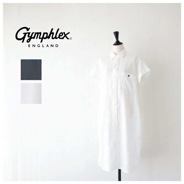 ジムフレックスリネンクロスレギュラーカラーシャツワンピース(GY-B0243KLS)LINENCLOTHREGULARCOLLARSHIRTDRESSGymphlex(レディース)【2024春夏】*送料無料*【後払い決済不可】*