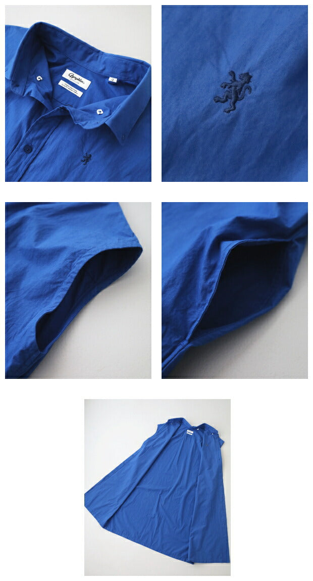 ジムフレックスコットンスリーブレスボタンダウンシャツワンピース(GY-B0246TYO)TYPEWRITERWASHERSLEEVELESSB.D.SHIRTDRESSGymphlex(レディース)【2024春夏】*送料無料*【後払い決済不可】*