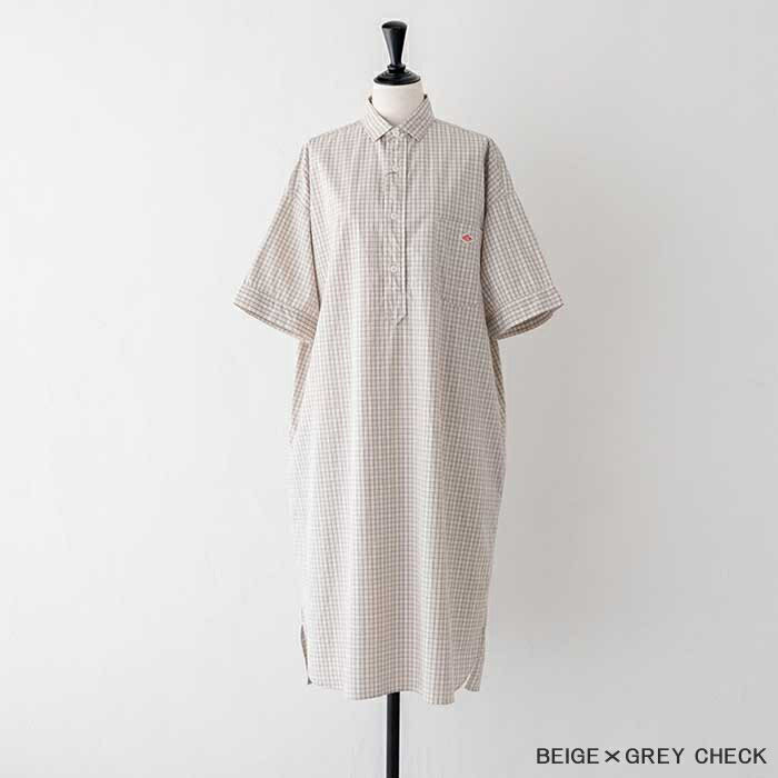 ダントンコットン半袖シャツチェックワンピース(JD-3655CPP)COTTONPOPLINPLAIDP.ODRESSS/SDANTON(レディース)【2025春夏】*送料無料*【後払い決済不可】*