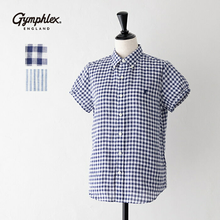 ジムフレックスストライプコットンボタンダウンシャツ(GY-B0198MTS)MULTISTRIPESHORTB.D.SHIRTL/SGymphlex(レディース)【2024春夏】*送料無料*【後払い決済不可】*