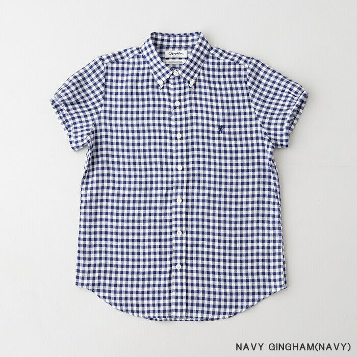 ジムフレックスリネンストライプ＆ギンガムフレンチスリーブシャツ(GY-B0242LNP)LINENSTRIPE&GINGHAMFRENCHSLEEVESHIRTGYMPHLEX(レディース)【2025春夏】*送料無料*【後払い決済不可】*
