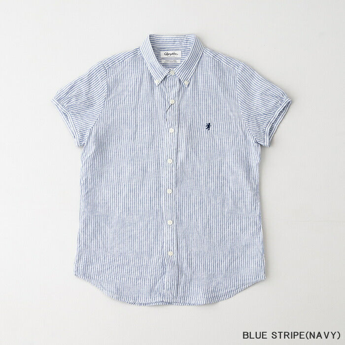 ジムフレックスリネンストライプ＆ギンガムフレンチスリーブシャツ(GY-B0242LNP)LINENSTRIPE&GINGHAMFRENCHSLEEVESHIRTGYMPHLEX(レディース)【2025春夏】*送料無料*【後払い決済不可】*