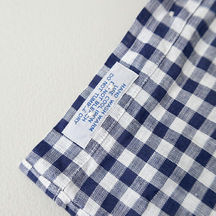 ジムフレックスリネンストライプ＆ギンガムフレンチスリーブシャツ(GY-B0242LNP)LINENSTRIPE&GINGHAMFRENCHSLEEVESHIRTGYMPHLEX(レディース)【2025春夏】*送料無料*【後払い決済不可】*