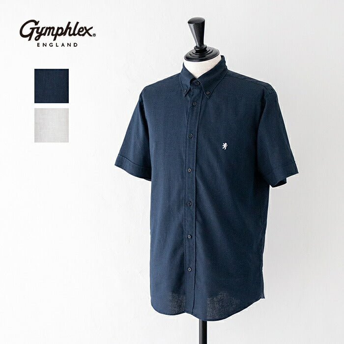 ジムフレックスツイルバイオウォッシュ半袖ボタンダウンシャツ(GY-B0248BIT)TWILLBIOWASHB.D.SHIRTS/SGymphlex(メンズ)【2024春夏】*送料無料*【後払い決済不可】*
