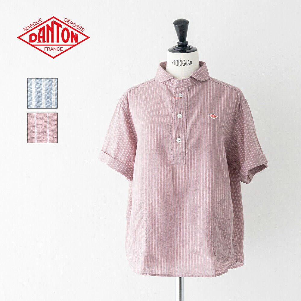 ダントンリネンコットン丸襟半袖プルオーバーシャツ(DT-B0283LCT)L/CSTRIPEROUNDCOLLARP.OSHIRTS/SDANTON(レディース)【2026春夏】*送料無料*【後払い決済不可】*