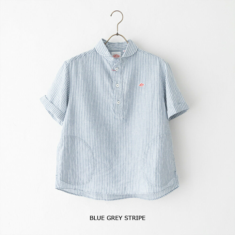 ダントンリネンコットン丸襟半袖プルオーバーシャツ(DT-B0283LCT)L/CSTRIPEROUNDCOLLARP.OSHIRTS/SDANTON(レディース)【2026春夏】*送料無料*【後払い決済不可】*