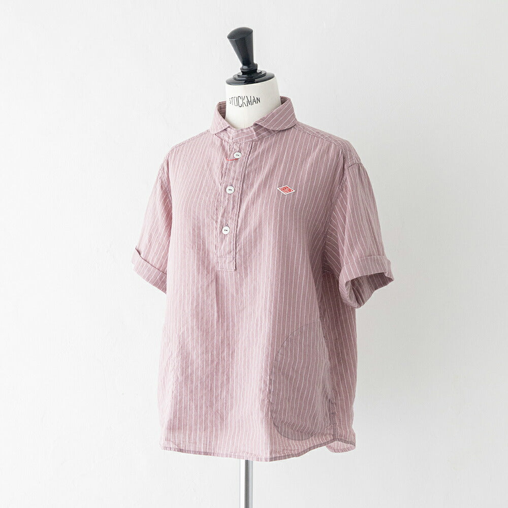 ダントンリネンコットン丸襟半袖プルオーバーシャツ(DT-B0283LCT)L/CSTRIPEROUNDCOLLARP.OSHIRTS/SDANTON(レディース)【2026春夏】*送料無料*【後払い決済不可】*