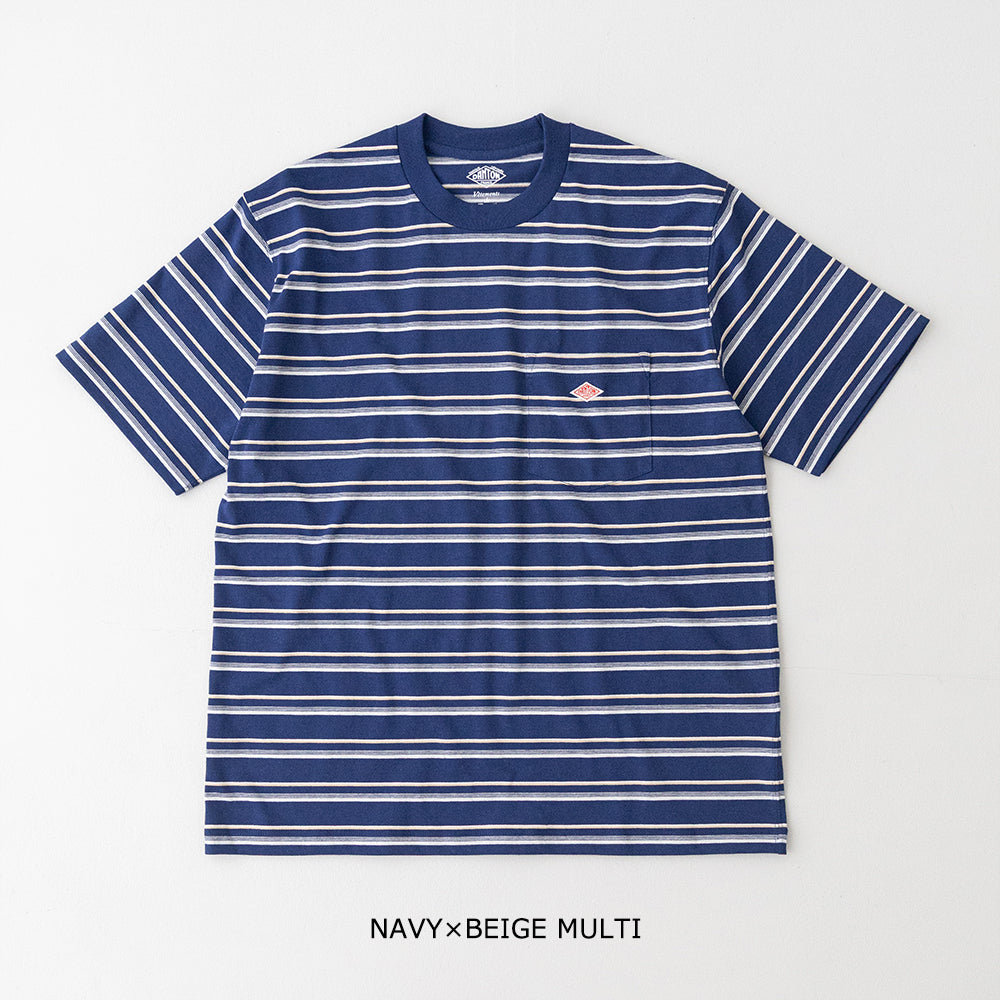 コットンポリエステル<br> ボーダーポケットTシャツ <br>(DT-C0198 TCB)<br>(メンズ)