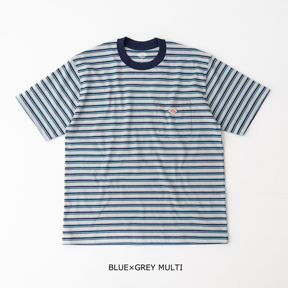 コットンポリエステル<br> ボーダーポケットTシャツ <br>(DT-C0198 TCB)<br>(メンズ)