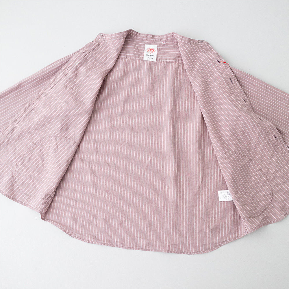 リネンコットン <BR>ストライプ<BR> バンドカラー シャツ L/S <BR>(DT-B0279 LCT) <BR>(レディース)<BR>【2026春夏】