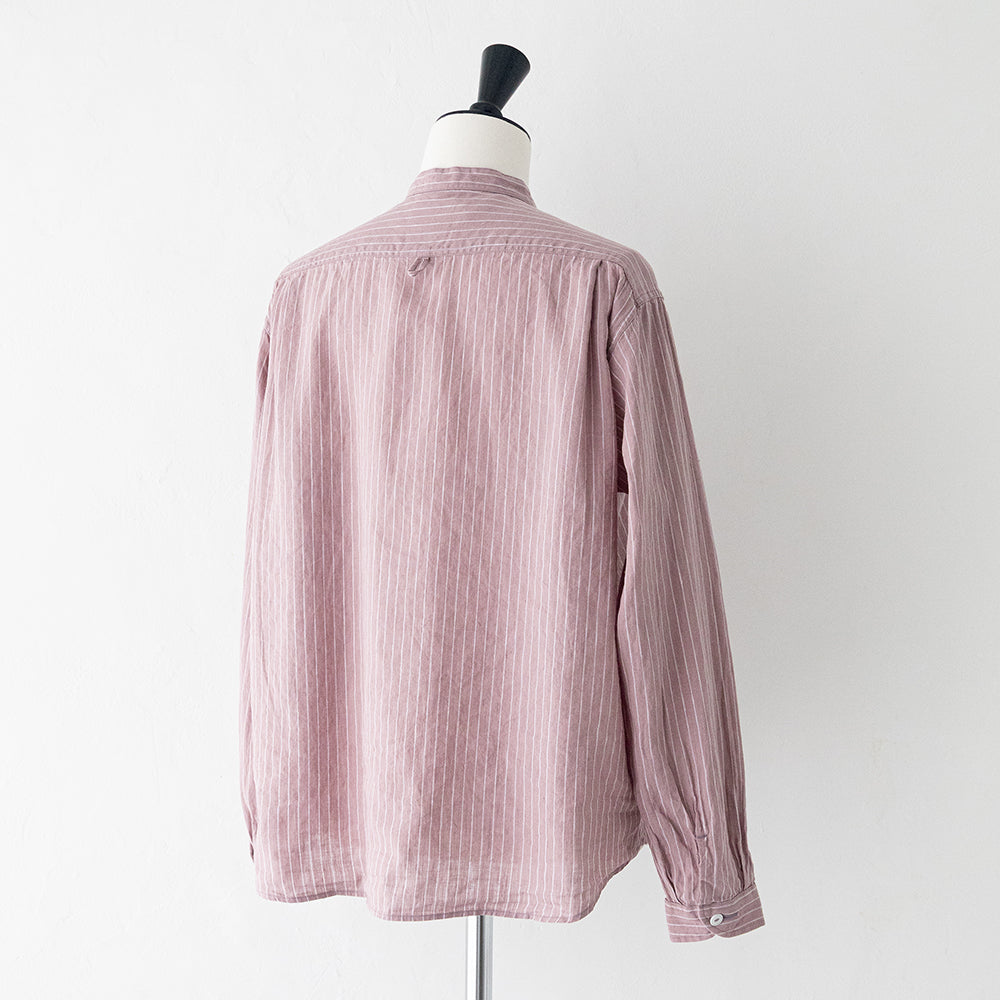 リネンコットン <BR>ストライプ<BR> バンドカラー シャツ L/S <BR>(DT-B0279 LCT) <BR>(レディース)<BR>【2026春夏】
