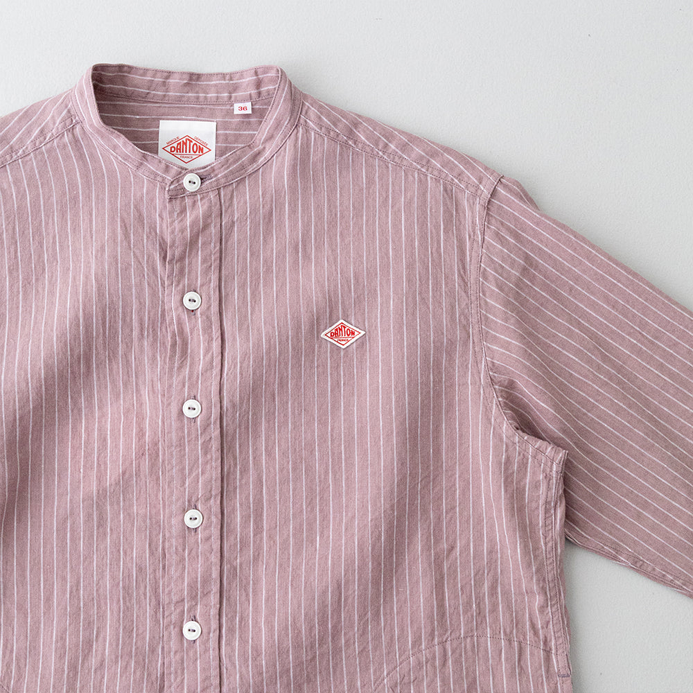 リネンコットン <BR>ストライプ<BR> バンドカラー シャツ L/S <BR>(DT-B0279 LCT) <BR>(レディース)<BR>【2026春夏】