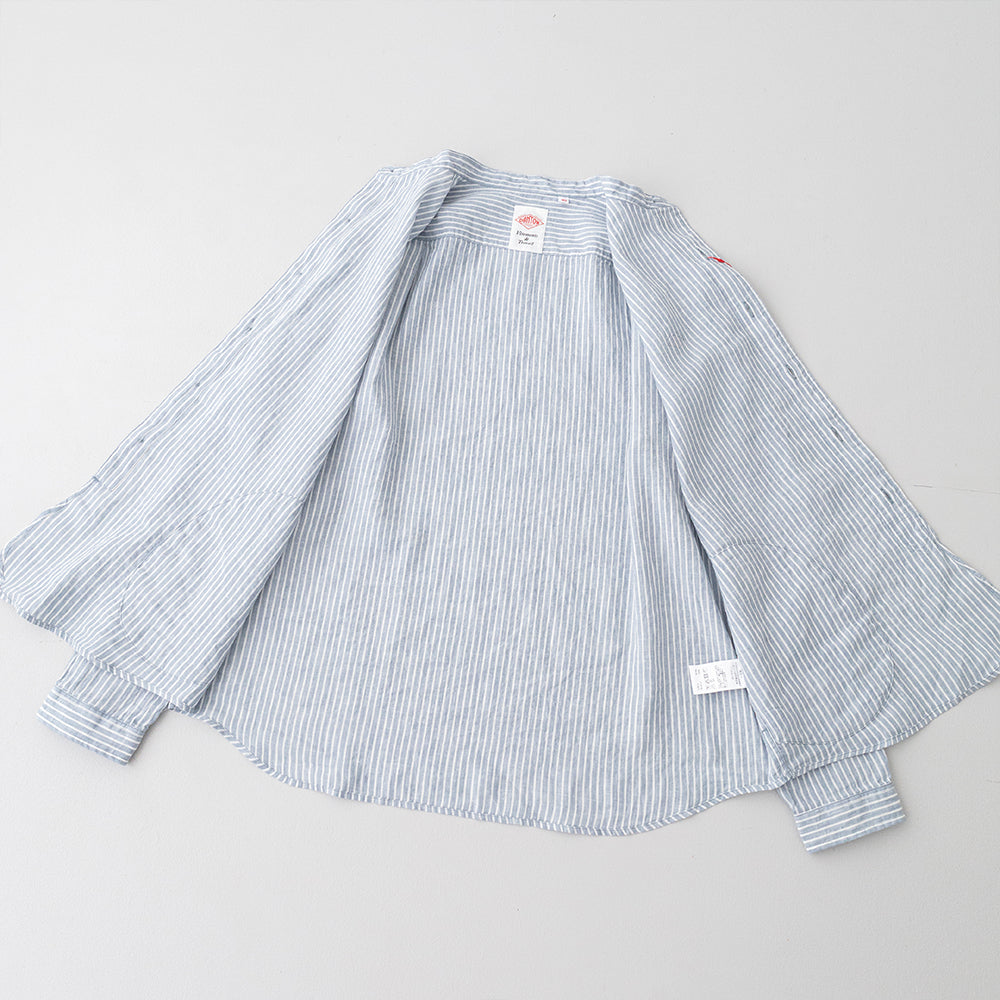 リネンコットン <BR>ストライプ <BR>バンドカラー シャツ L/S<BR> (DT-B0280 LCT)<BR> (メンズ)<BR>【2026春夏】