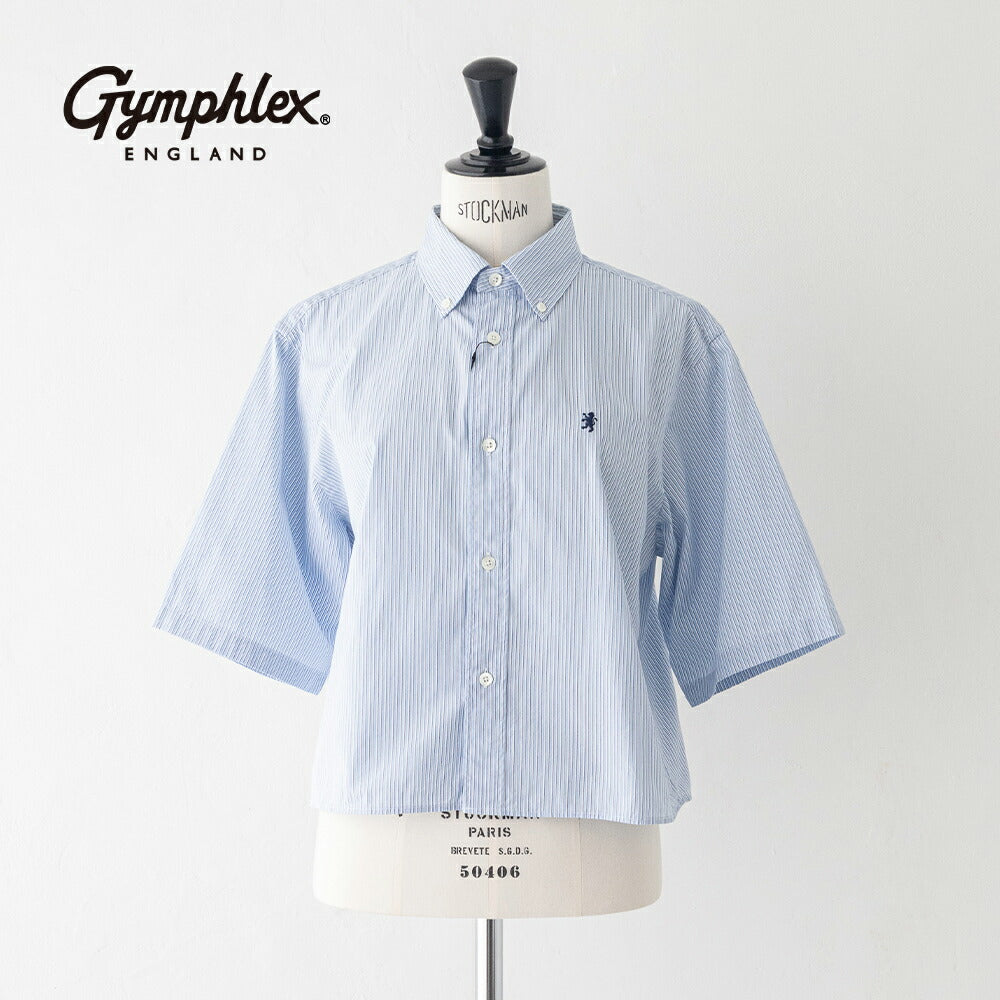 ジムフレックスコットンブロードショートボタンダウン半袖シャツSTRIPE(GY-B0367CBK)80/2STRIPESHORTB.D.SHIRTS/SGYMPHLEX(レディース)【2026春夏】*送料無料*【後払い決済不可】*