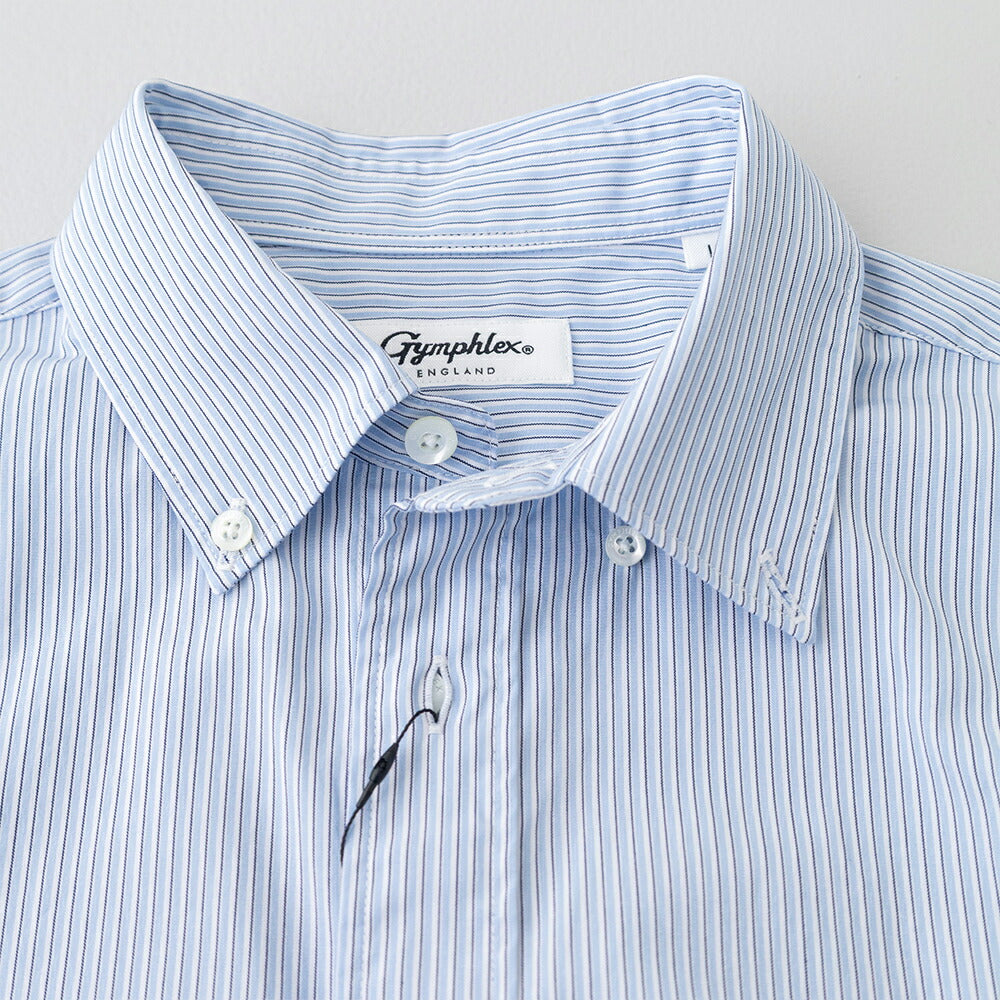 ジムフレックスコットンブロードショートボタンダウン半袖シャツSTRIPE(GY-B0367CBK)80/2STRIPESHORTB.D.SHIRTS/SGYMPHLEX(レディース)【2026春夏】*送料無料*【後払い決済不可】*