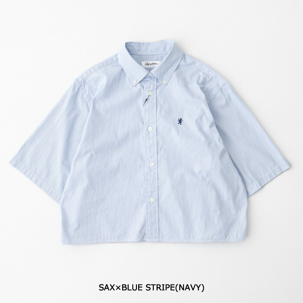 ジムフレックスコットンブロードショートボタンダウン半袖シャツSTRIPE(GY-B0367CBK)80/2STRIPESHORTB.D.SHIRTS/SGYMPHLEX(レディース)【2026春夏】*送料無料*【後払い決済不可】*