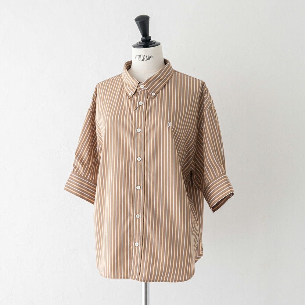 ジムフレックスコットンタイプライターストライプボタンダウンシャツ(GY-B0458ICT)50/1TYPEWRITERSTRIPESHORTSHIRTS/SGYMPHLEX(レディース)【2026春夏】*送料無料*【後払い決済不可】*