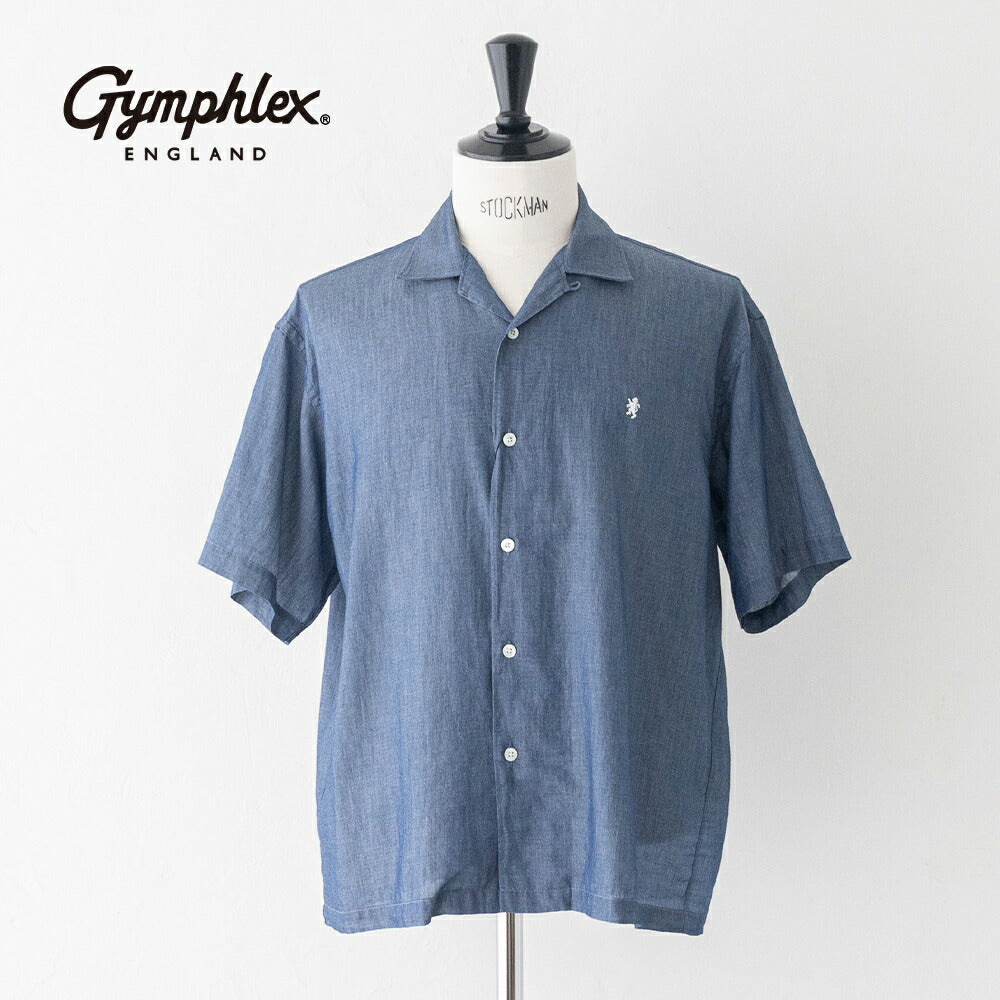ジムフレックスシアーインディゴ半袖オープンカラーシャツ(GY-B0462AZK)SHEERINDIGOTWILLLAWNOPENCOLLARSHIRTS/SGYMPHLEX(メンズ)【2026春夏】*送料無料*【後払い決済不可】*