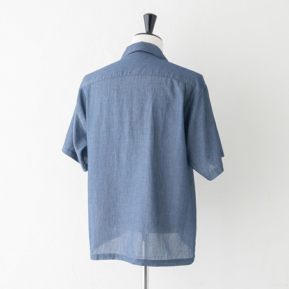 ジムフレックスシアーインディゴ半袖オープンカラーシャツ(GY-B0462AZK)SHEERINDIGOTWILLLAWNOPENCOLLARSHIRTS/SGYMPHLEX(メンズ)【2026春夏】*送料無料*【後払い決済不可】*