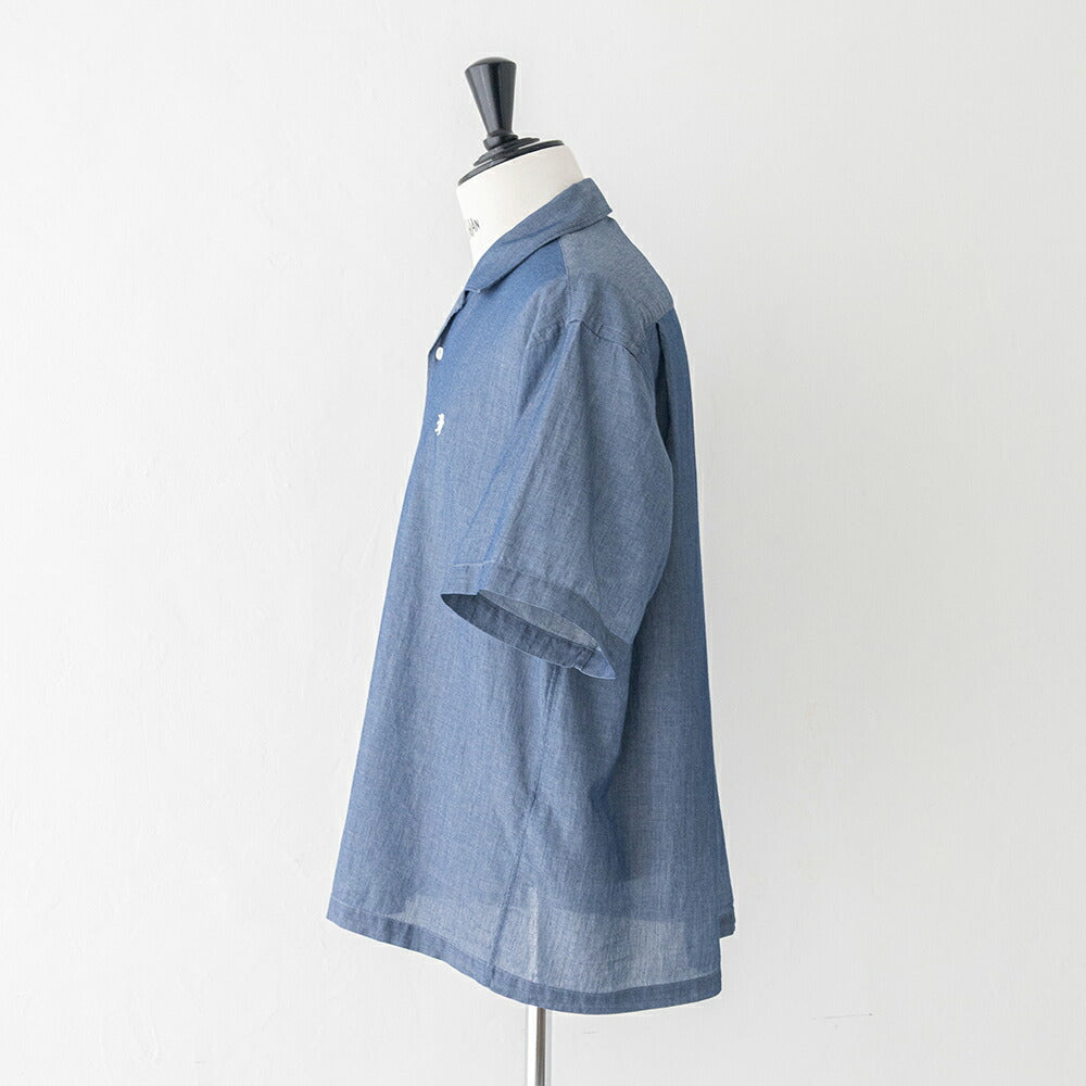 ジムフレックスシアーインディゴ半袖オープンカラーシャツ(GY-B0462AZK)SHEERINDIGOTWILLLAWNOPENCOLLARSHIRTS/SGYMPHLEX(メンズ)【2026春夏】*送料無料*【後払い決済不可】*