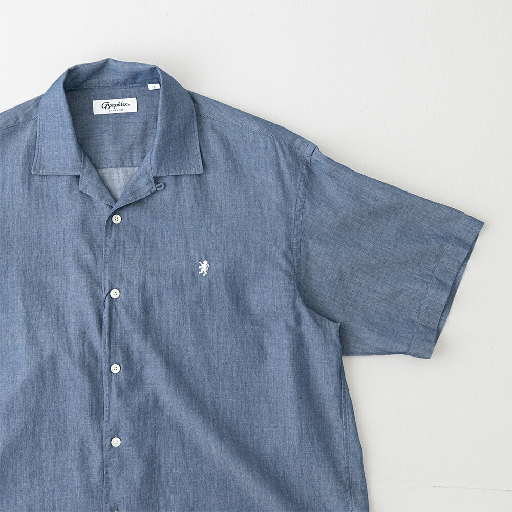 ジムフレックスシアーインディゴ半袖オープンカラーシャツ(GY-B0462AZK)SHEERINDIGOTWILLLAWNOPENCOLLARSHIRTS/SGYMPHLEX(メンズ)【2026春夏】*送料無料*【後払い決済不可】*