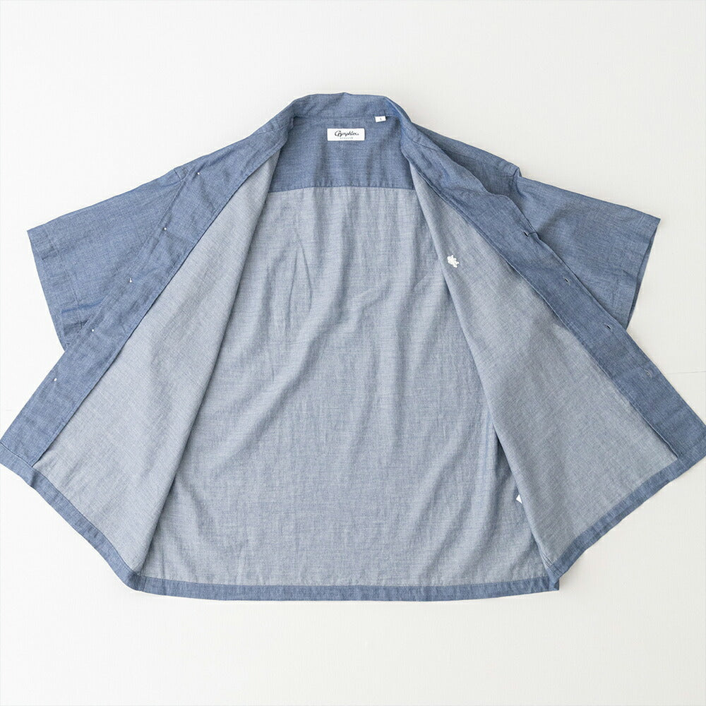 ジムフレックスシアーインディゴ半袖オープンカラーシャツ(GY-B0462AZK)SHEERINDIGOTWILLLAWNOPENCOLLARSHIRTS/SGYMPHLEX(メンズ)【2026春夏】*送料無料*【後払い決済不可】*