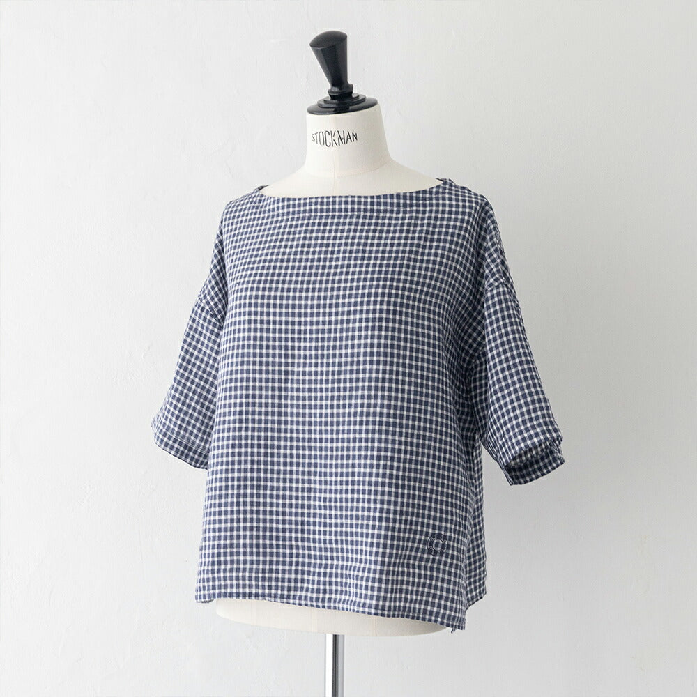 オーシバルリネンチェックボートネックプルオーバー(OR-B0388LCH)60/-LINENCHCKBOATNECKPULLOVERORCIVAL(レディース)【2026春夏】*送料無料*【後払い決済不可】*