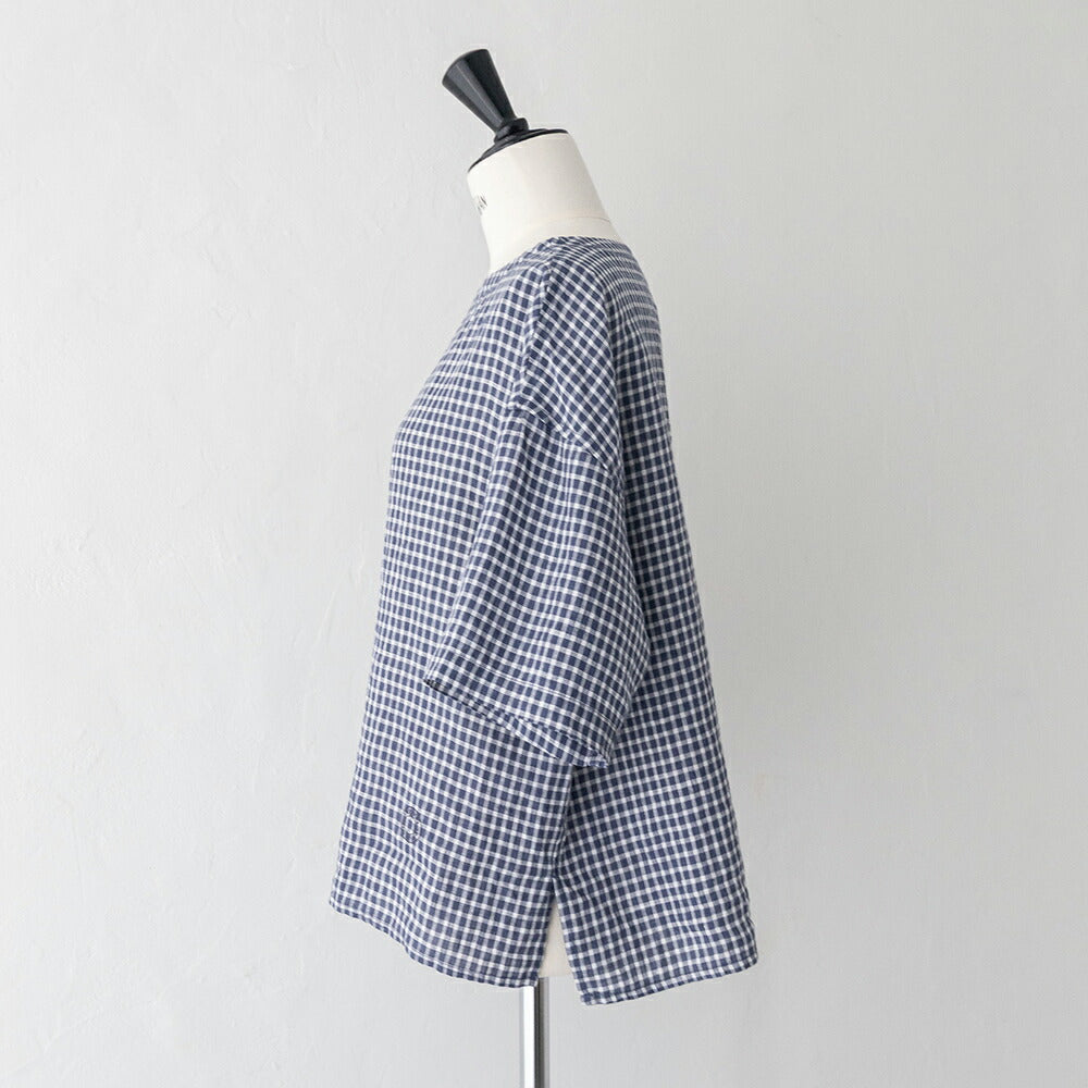 オーシバルリネンチェックボートネックプルオーバー(OR-B0388LCH)60/-LINENCHCKBOATNECKPULLOVERORCIVAL(レディース)【2026春夏】*送料無料*【後払い決済不可】*