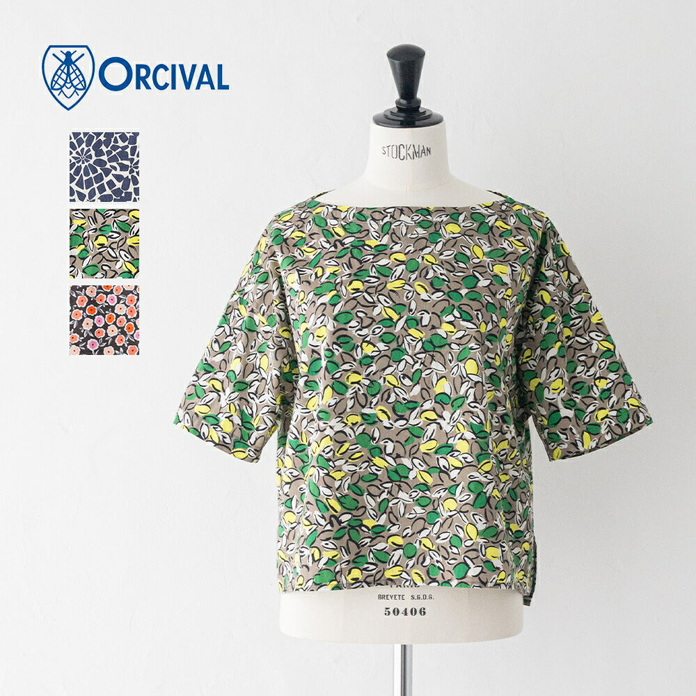 オーシバルコットンポプリンプリント半袖ボートネックプルオーバーシャツ(OR-B0449PFM)FRENCHPRINTEDPOPLINPRINTEDSHORTSLEEVEP.O.ORCIVAL(レディース)【2026春夏】*送料無料*【後払い決済不可】*