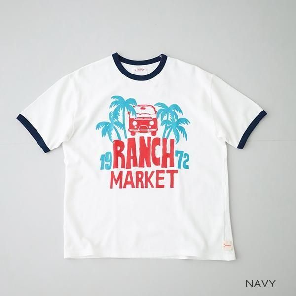 ガーゼウラケ パームツリー <br>プリントリンガーTシャツ<br> (1015843) <br>(レディース/メンズ)