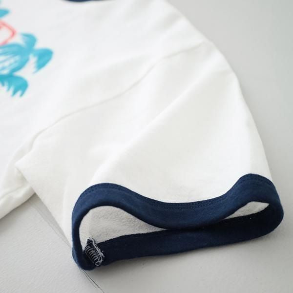 ガーゼウラケ パームツリー <br>プリントリンガーTシャツ<br> (1015843) <br>(レディース/メンズ)