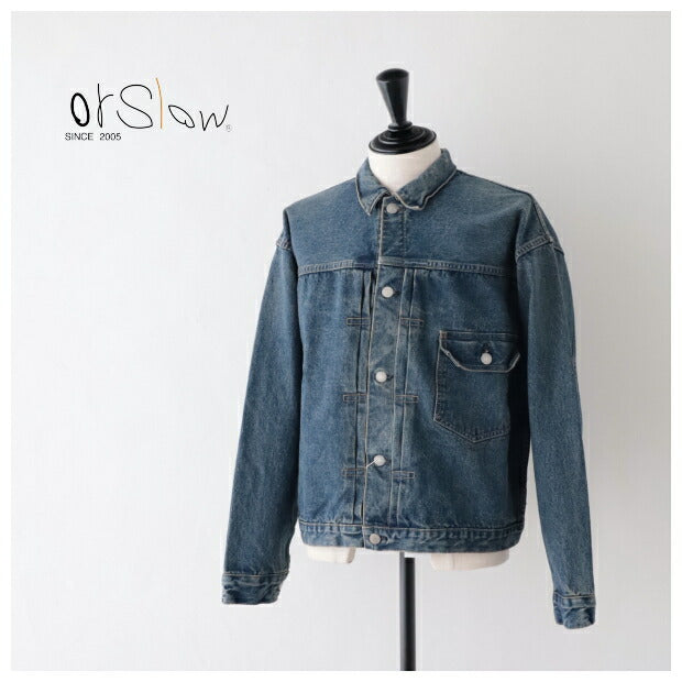 オアスロウデニムジャケット(03-6011-84)TYPE140'SPLEATEDFRONTBLOUSEVINTAGEWASHorSlow(メンズ)*送料無料*【後払い決済不可】*