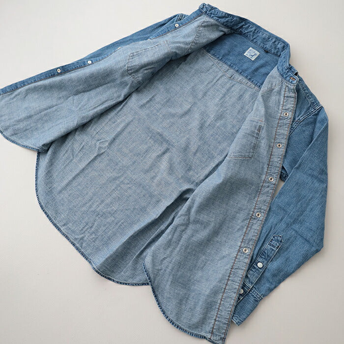 オアスロウデニムウエスタンシャツ(01-8124-95)DENIMWESTERNSHIRTUSEDWASHorSlow(メンズ)【2025秋冬】*送料無料*【後払い決済不可】*