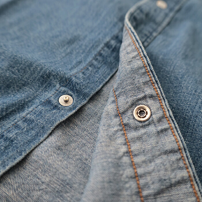 オアスロウデニムウエスタンシャツ(01-8124-95)DENIMWESTERNSHIRTUSEDWASHorSlow(メンズ)【2025秋冬】*送料無料*【後払い決済不可】*