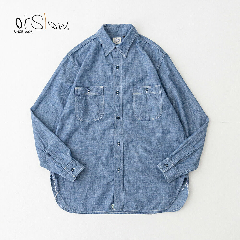 オアスロウ   リラックスフィット シャンブレー ワークシャツ  (01-8270-84)  RELAXED FIT CHAMBRAY WORK SHIRT  orSlow(メンズ)