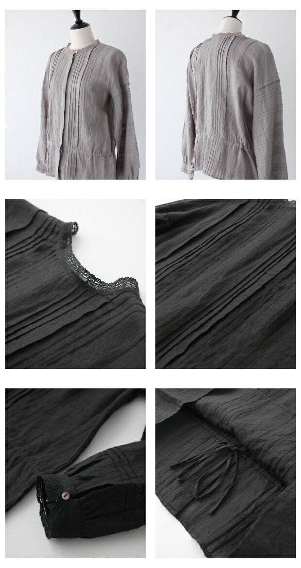 POWER LOOM LINEN LACE<br> PINTUCK 2WAY SHIRT<br> (NMDS21151) <br>(レディース)