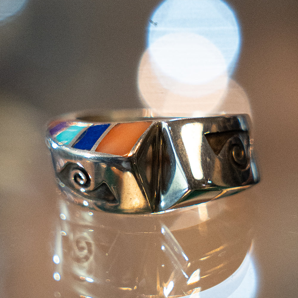 Multistone Inlay＆Overlay Twisted Ring<br>【Lonn Parker】<br>(LEW137701)