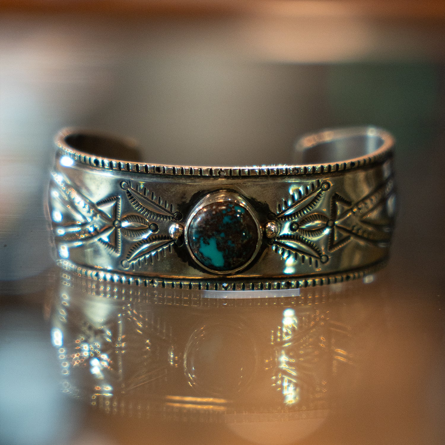 Coin Silver / Bisbee Turquoise Bracelet<br>【Arland Ben】<br>