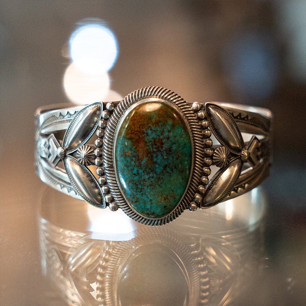 Fred Harvey Style Turquoise Bracelet<br>【Stanley Parker】<br>(LEW239601)