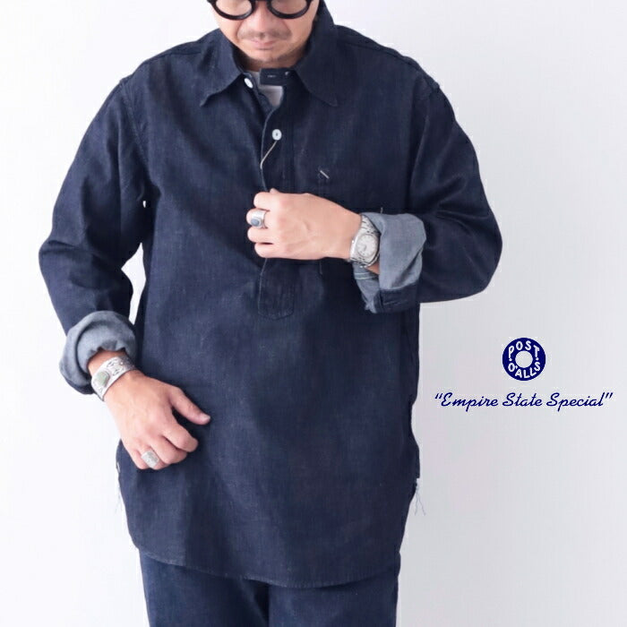 ポストオーバーオールズライトデニムNo.1シャツ(1201LDI)lightdenimNo.1shirtPOSTOVERALLS(メンズ)【2023秋冬】*送料無料*【後払い決済不可】*