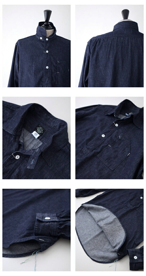 ポストオーバーオールズライトデニムNo.1シャツ(1201LDI)lightdenimNo.1shirtPOSTOVERALLS(メンズ)【2023秋冬】*送料無料*【後払い決済不可】*