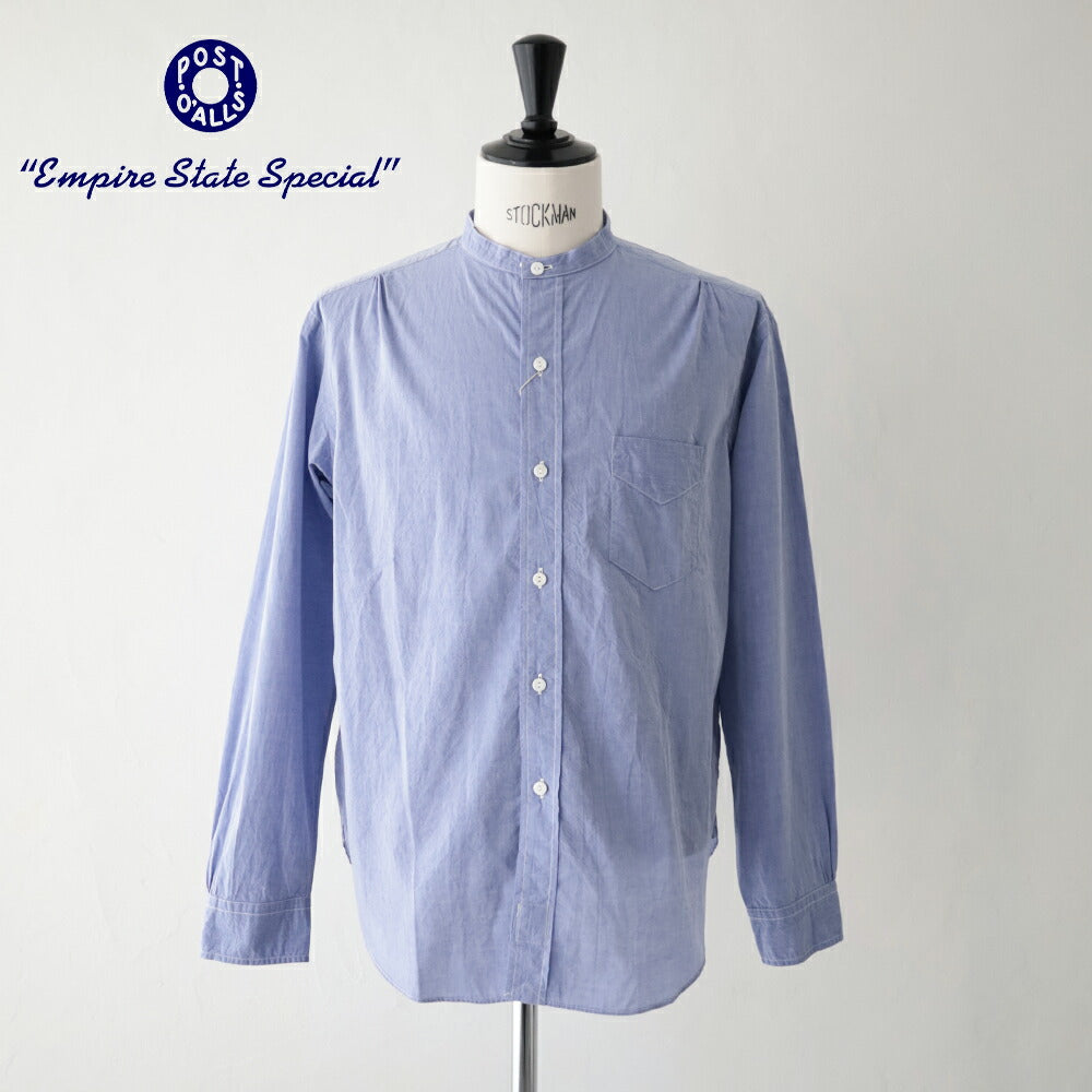 ポストオーバーオールズOriginalBLBandCollarShirt(highcountbroadclothlt.blue)(3232BHBL)PostO’Alls(メンズ)【2026春夏】*送料無料*【後払い決済不可】*