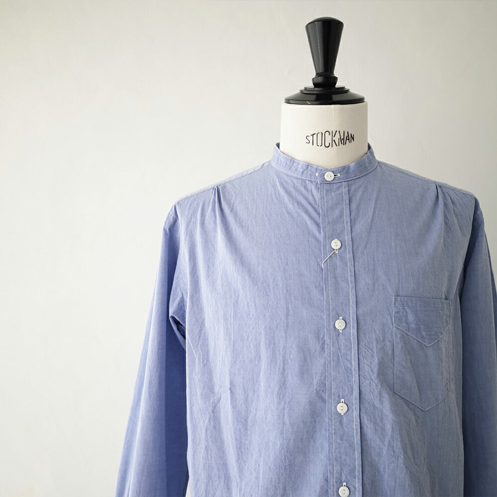 ポストオーバーオールズOriginalBLBandCollarShirt(highcountbroadclothlt.blue)(3232BHBL)PostO’Alls(メンズ)【2026春夏】*送料無料*【後払い決済不可】*