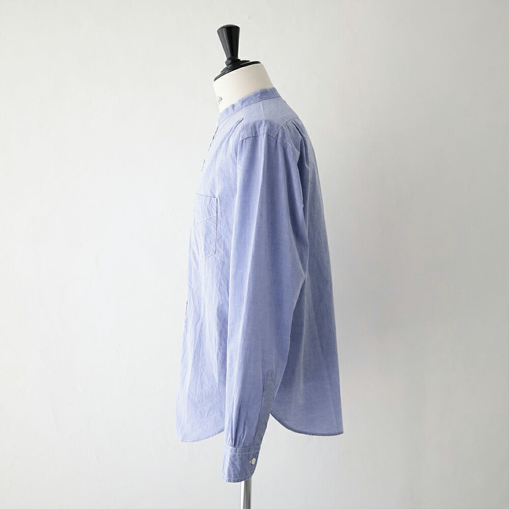 ポストオーバーオールズOriginalBLBandCollarShirt(highcountbroadclothlt.blue)(3232BHBL)PostO’Alls(メンズ)【2026春夏】*送料無料*【後払い決済不可】*